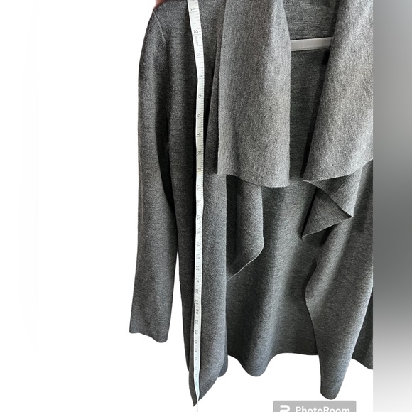 Theory Grey Trincy Evian Wool Draped Open Front Cardigan Size Small P - Picture 7 of 8